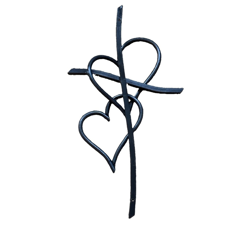 Iron Chinchilla Walk In Love Wall Cross Carbon Steel 16L" x 9W" Religious Decor